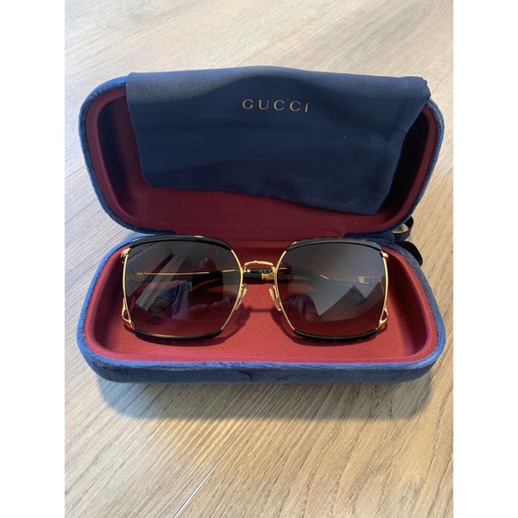 Gucci GUCII20250 Fork Square Sunglasses Havana/Brown Color Tortoiseshell Frame - Picture 5 of 8